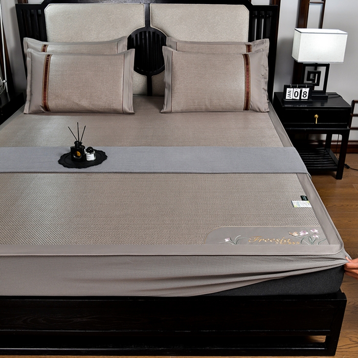 小牛席业 2026新款小苍兰冰藤席系列（床笠款）凉席藤席冰藤席冰丝席竹席乳胶席 小苍兰清香冰藤席-床笠款（香槟）