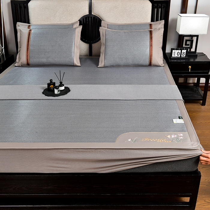 小牛席业 2026新款小苍兰冰藤席系列（床笠款）凉席藤席冰藤席冰丝席竹席乳胶席 小苍兰清香冰藤席-床笠款（浅蓝）