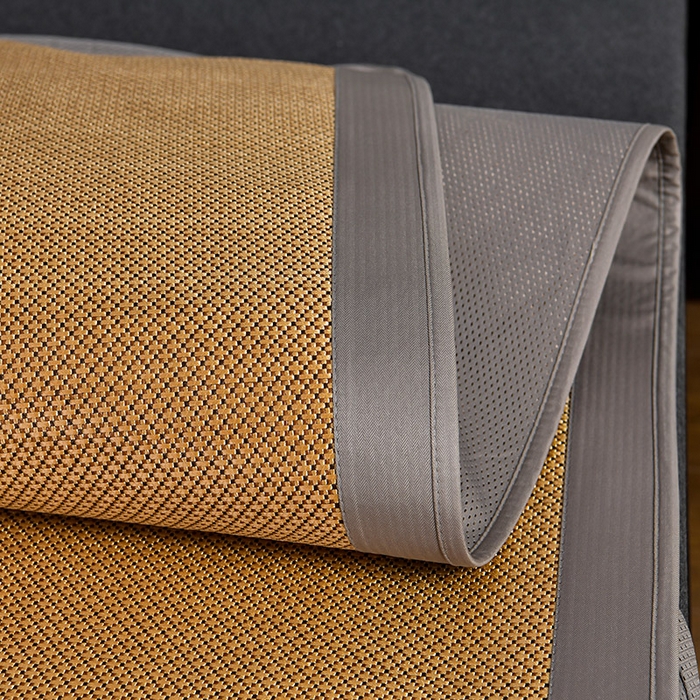 91家纺网 家纺一手货源 找家纺 小牛席业 2026新款小苍兰冰藤席系列（床笠款）凉席藤席冰藤席冰丝席竹席乳胶席 小苍兰清香冰藤席-床笠款（金色）