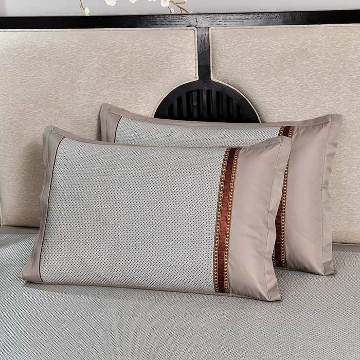 91家纺网 家纺一手货源 找家纺 小牛席业 2026新款小苍兰冰藤席系列（床笠款）凉席藤席冰藤席冰丝席竹席乳胶席 小苍兰清香冰藤席-床笠款（银灰）