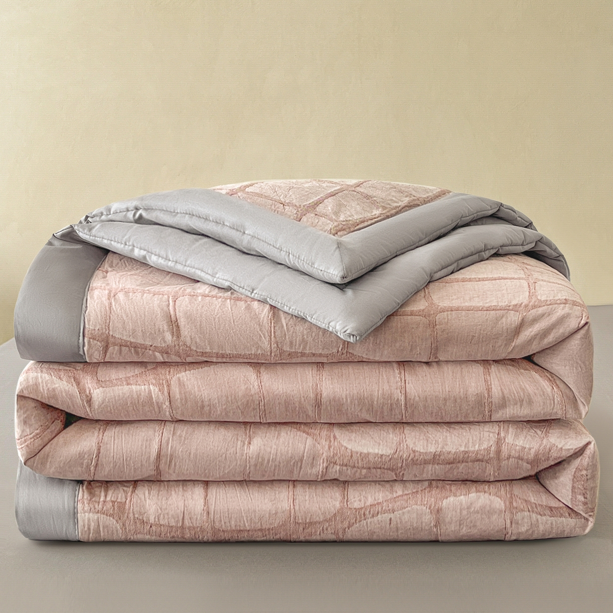 91家纺网 家纺一手货源 找家纺 （总）绒城 2026新款全棉纯棉大提花新疆棉花夏被夏凉被空调被四件套-石纹