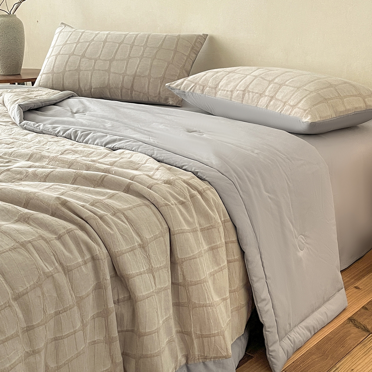 91家纺网 家纺一手货源 找家纺 绒城 2026新款全棉纯棉大提花新疆棉花夏被夏凉被空调被四件套-石纹 石纹-卡其