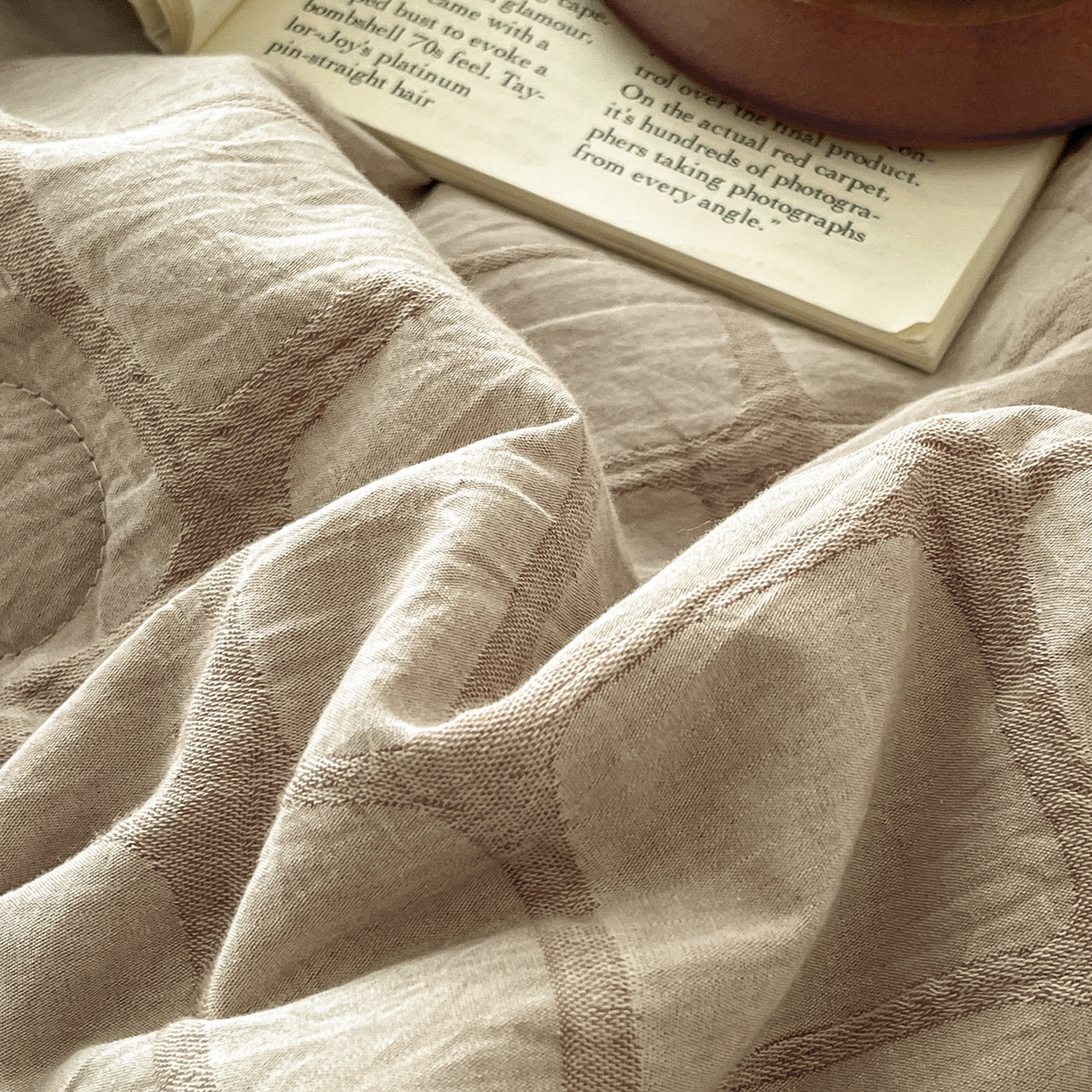 91家纺网 家纺一手货源 找家纺 绒城 2026新款全棉纯棉大提花新疆棉花夏被夏凉被空调被四件套-石纹 石纹-卡其