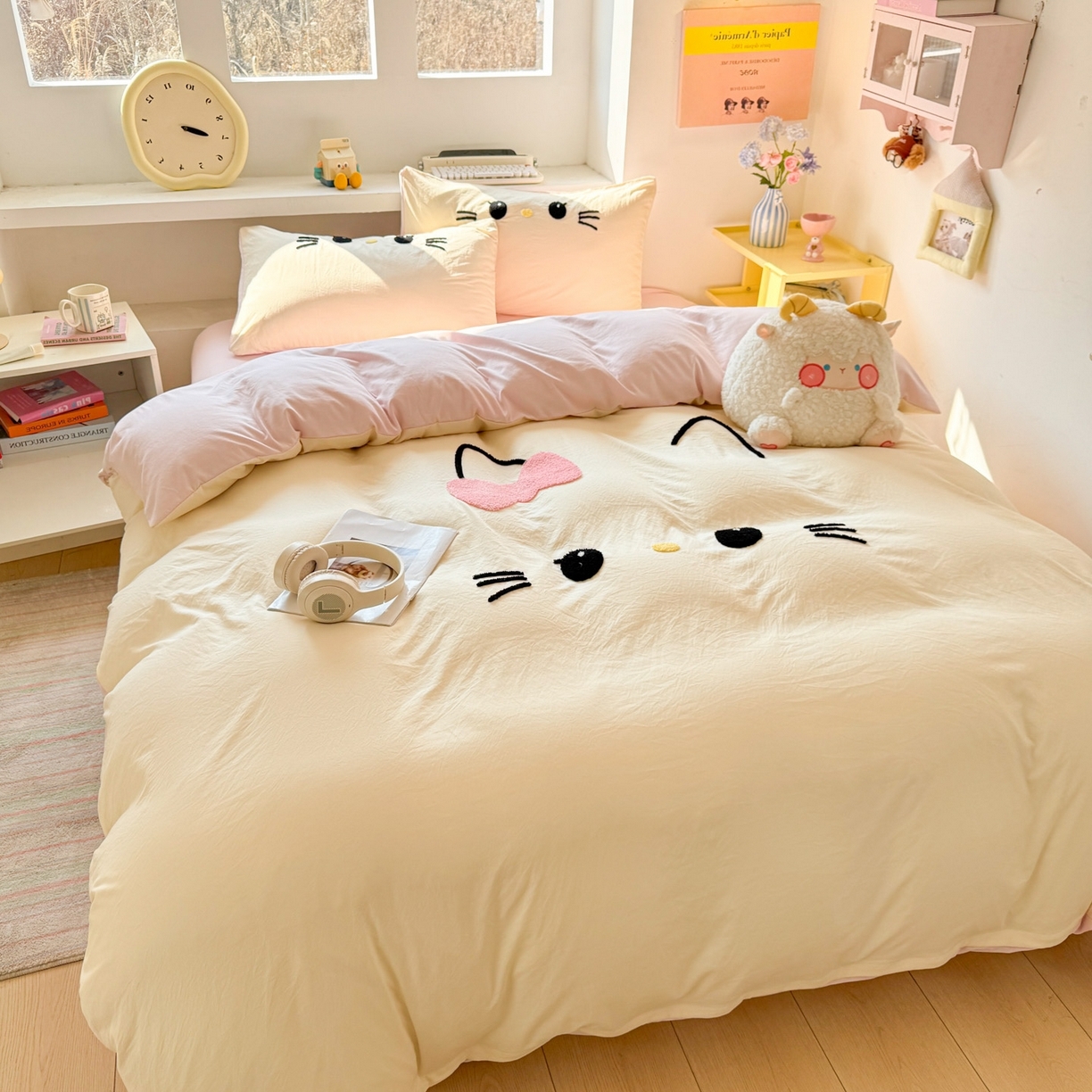 91家纺网 家纺一手货源 找家纺 （总）雨帆家纺 2026新款云朵棉卡通毛巾绣四件套