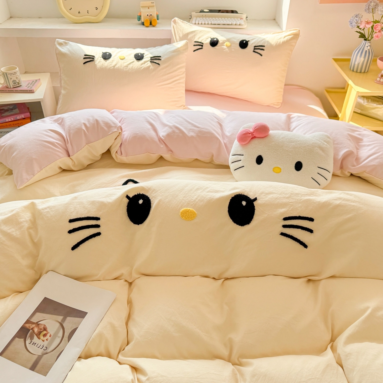 91家纺网 家纺一手货源 找家纺 （总）雨帆家纺 2026新款云朵棉卡通毛巾绣四件套