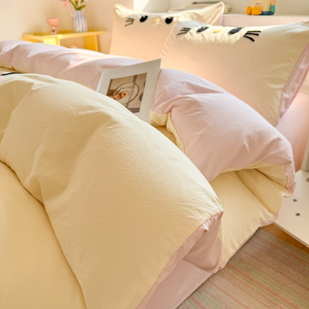 91家纺网 家纺一手货源 找家纺 （总）雨帆家纺 2026新款云朵棉卡通毛巾绣四件套