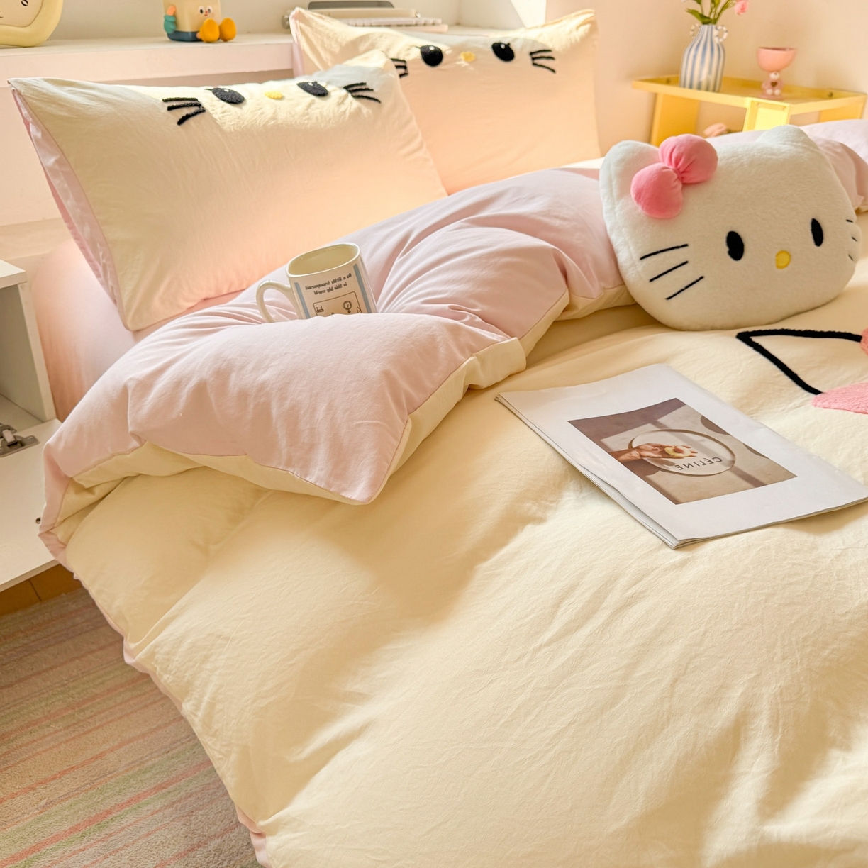 91家纺网 家纺一手货源 找家纺 （总）雨帆家纺 2026新款云朵棉卡通毛巾绣四件套