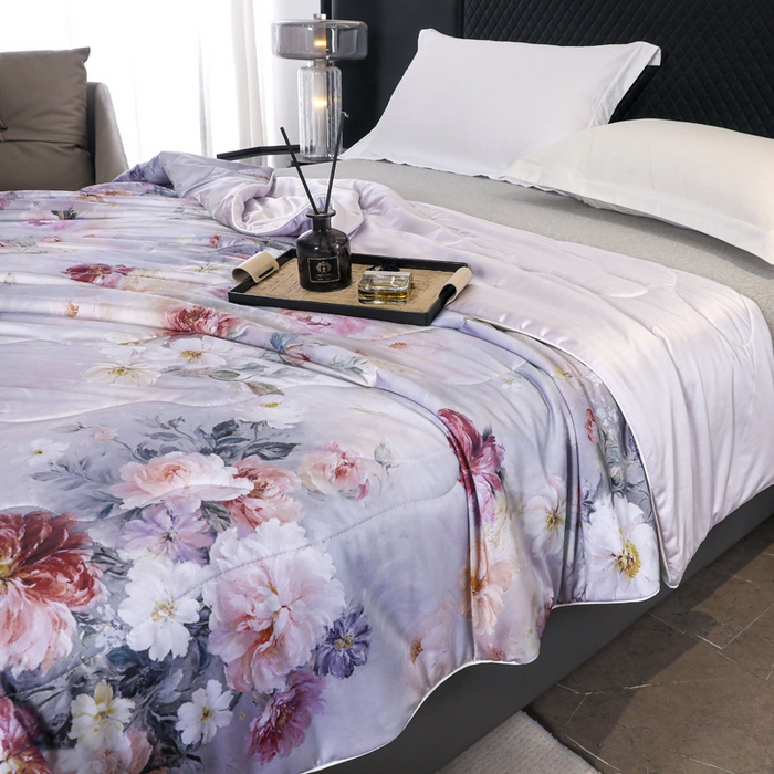 91家纺网 家纺一手货源 找家纺 （总）天之悦家纺 2026新款夏被油光丝数码印花锦氨凉感被夏凉被空调被子被芯