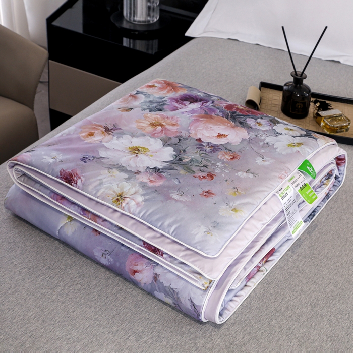 91家纺网 家纺一手货源 找家纺 （总）天之悦家纺 2026新款夏被油光丝数码印花锦氨凉感被夏凉被空调被子被芯