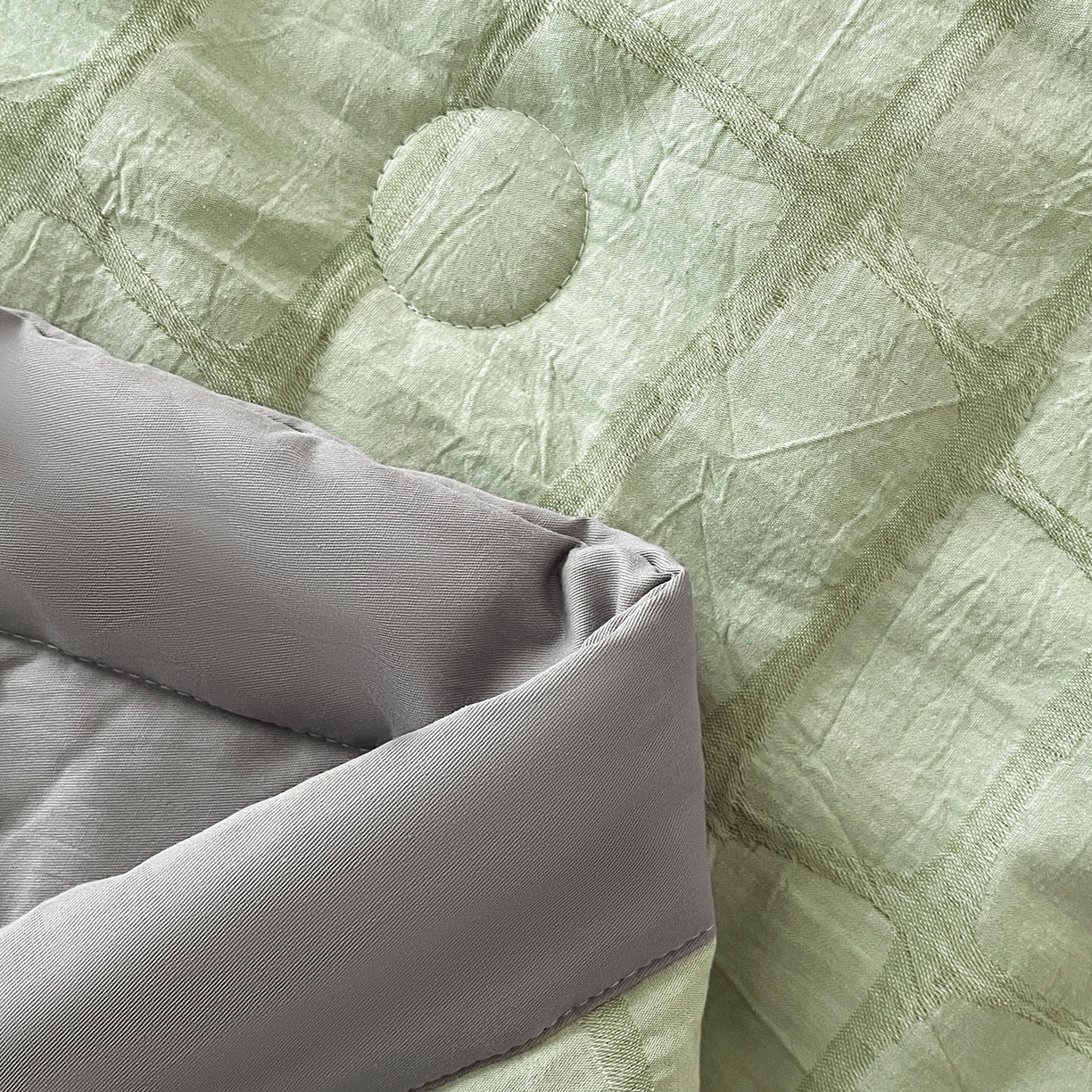 91家纺网 家纺一手货源 找家纺 绒城 2026新款全棉纯棉大提花新疆棉花夏被夏凉被空调被四件套-石纹 石纹-浅绿