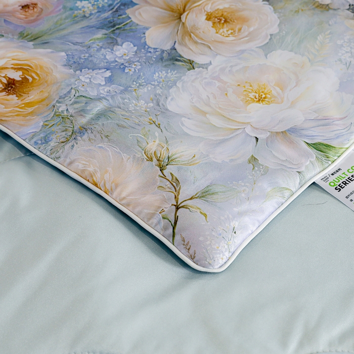 91家纺网 家纺一手货源 找家纺 天之悦家纺 2026新款夏被油光丝数码印花锦氨凉感被夏凉被空调被 晨露兰