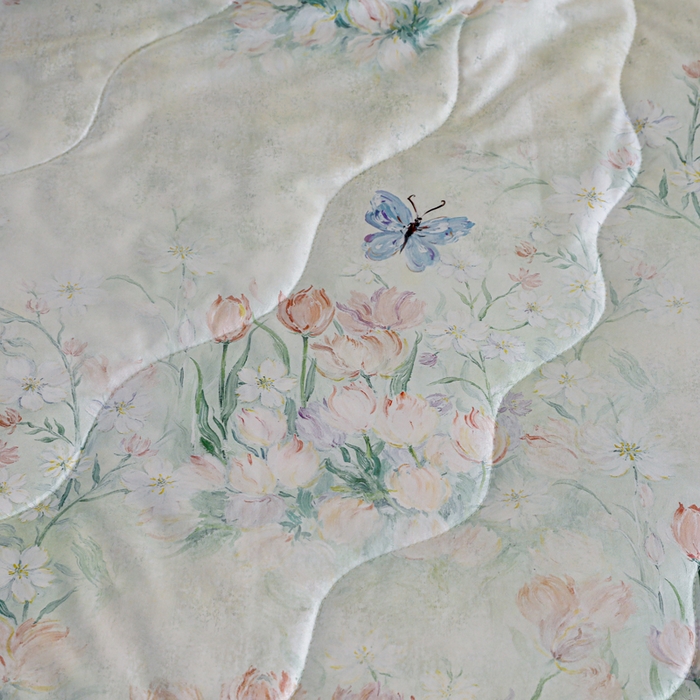 91家纺网 家纺一手货源 找家纺 天之悦家纺 2026新款夏被油光丝数码印花锦氨凉感被夏凉被空调被 晨露郁金