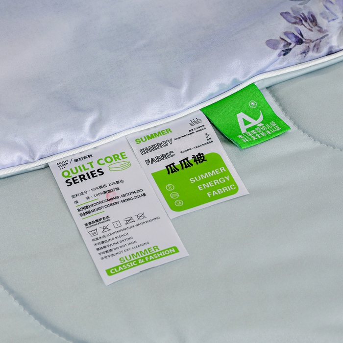 91家纺网 家纺一手货源 找家纺 天之悦家纺 2026新款夏被油光丝数码印花锦氨凉感被夏凉被空调被 星蔓兰灰