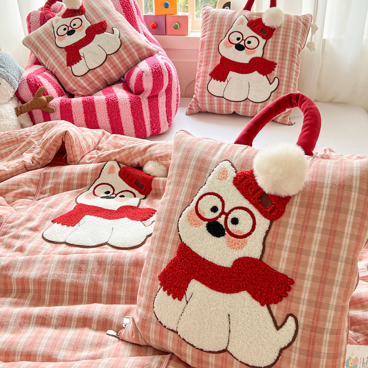 91家纺网 家纺一手货源 找家纺 （总）古本家居 2026春夏新款全棉美拉德西高地系列抱枕被