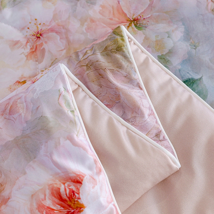 91家纺网 家纺一手货源 找家纺 天之悦家纺 2026新款夏被油光丝数码印花锦氨凉感被夏凉被空调被 月荷玉