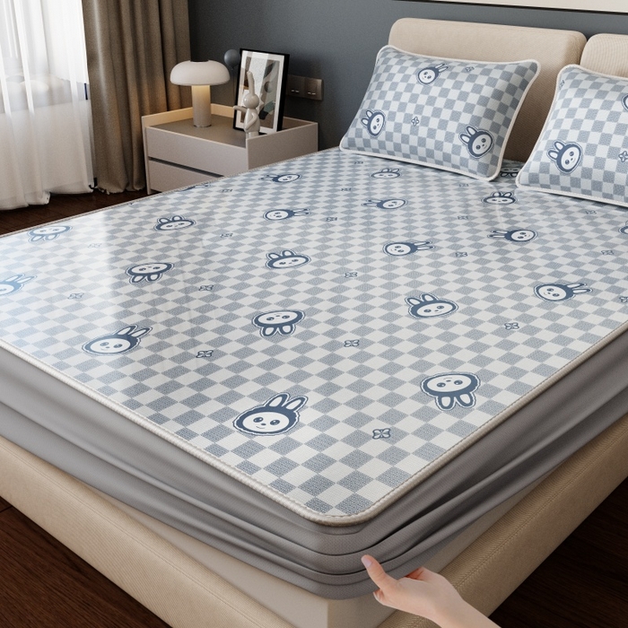 91家纺网 家纺一手货源 找家纺 （总）好福居 2026新款A类冰感抑菌印花冰丝席凉席-床笠款-床席款