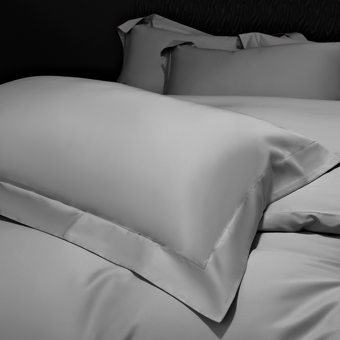 91家纺网 家纺一手货源 找家纺 女子家纺 2026新款纯色长绒棉全棉纯棉轻奢四件套- 俏佳人 高级灰