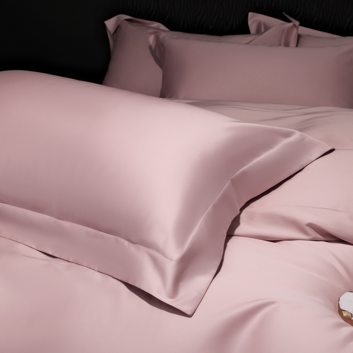 91家纺网 家纺一手货源 找家纺 女子家纺 2026新款纯色长绒棉全棉纯棉轻奢四件套- 俏佳人 豆沙色