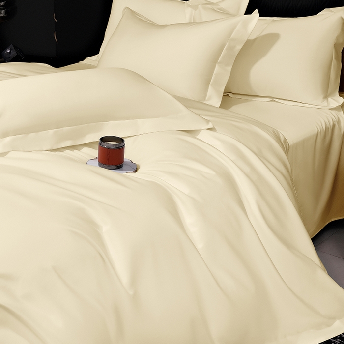 91家纺网 家纺一手货源 找家纺 女子家纺 2026新款纯色长绒棉全棉纯棉轻奢四件套- 俏佳人 奶昔白