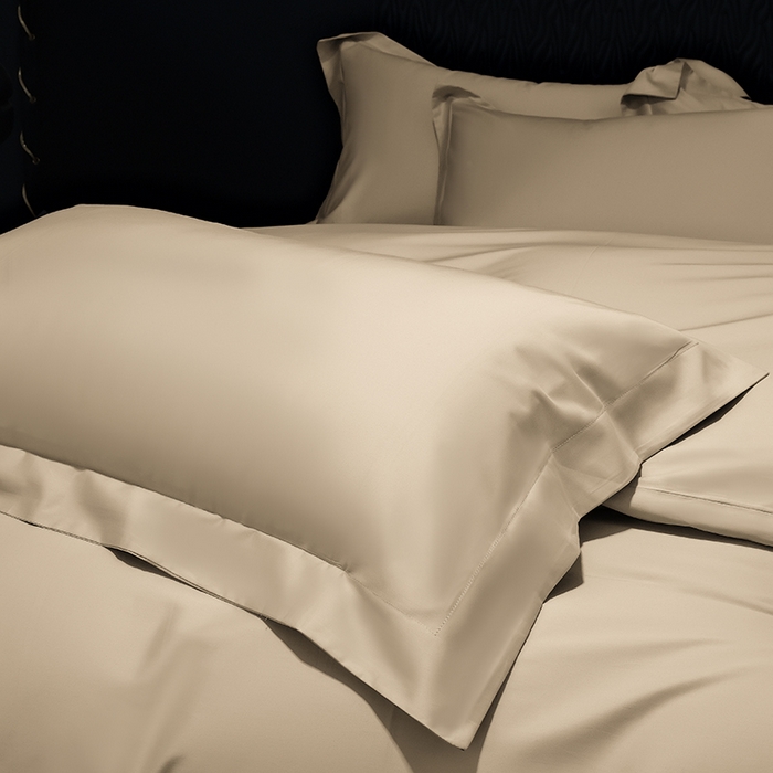 91家纺网 家纺一手货源 找家纺 女子家纺 2026新款纯色长绒棉全棉纯棉轻奢四件套- 俏佳人 浅香槟