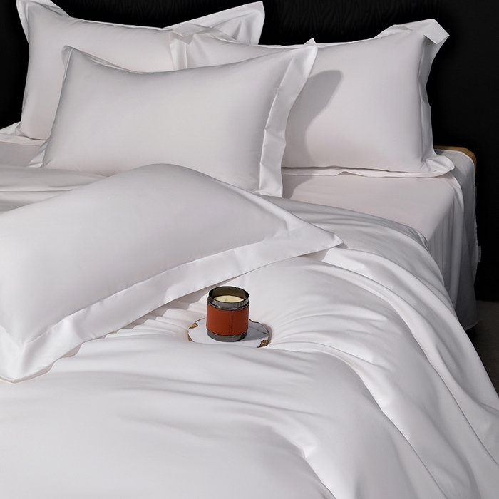 91家纺网 家纺一手货源 找家纺 女子家纺 2026新款纯色长绒棉全棉纯棉轻奢四件套- 俏佳人 贵族白