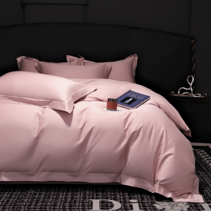 91家纺网 家纺一手货源 找家纺 女子家纺 2026新款纯色长绒棉全棉纯棉轻奢四件套- 俏佳人 豆沙色