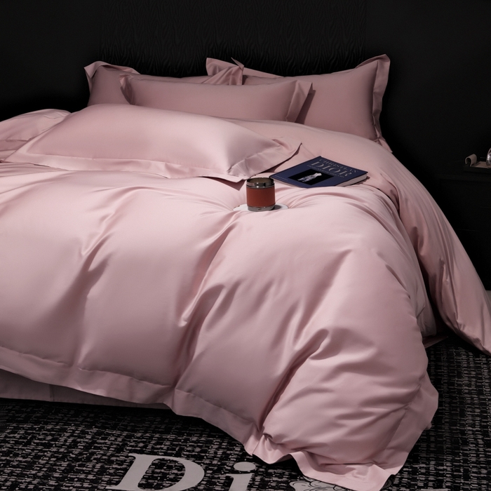 91家纺网 家纺一手货源 找家纺 女子家纺 2026新款纯色长绒棉全棉纯棉轻奢四件套- 俏佳人 豆沙色