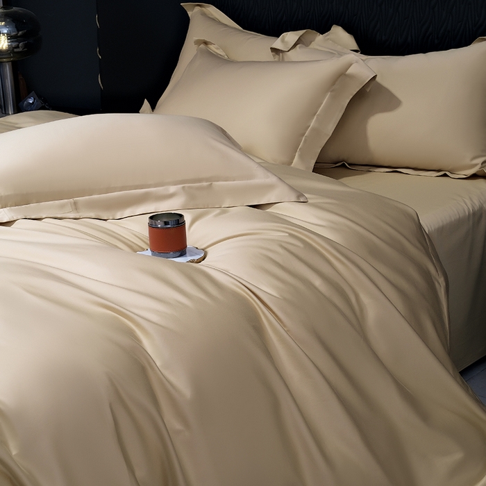 91家纺网 家纺一手货源 找家纺 女子家纺 2026新款纯色长绒棉全棉纯棉轻奢四件套- 俏佳人 浅香槟