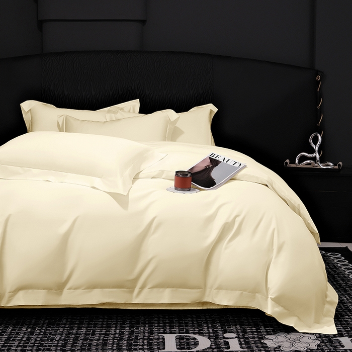 91家纺网 家纺一手货源 找家纺 女子家纺 2026新款纯色长绒棉全棉纯棉轻奢四件套- 俏佳人 奶昔白