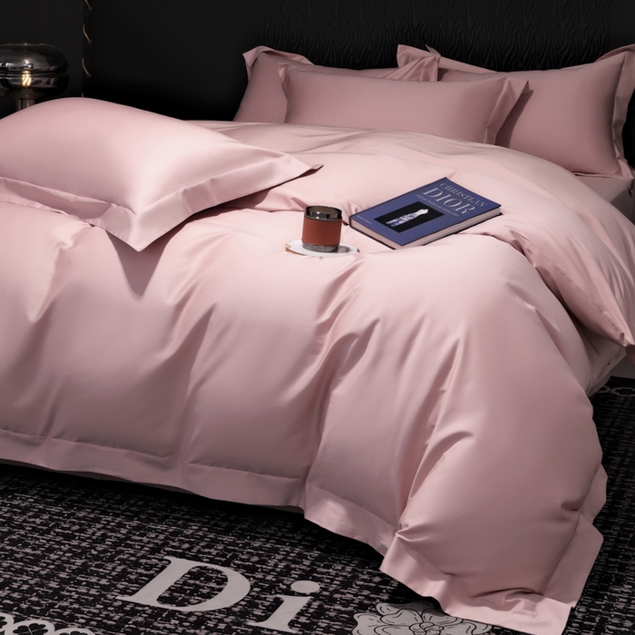 91家纺网 家纺一手货源 找家纺 女子家纺 2026新款纯色长绒棉全棉纯棉轻奢四件套- 俏佳人 豆沙色