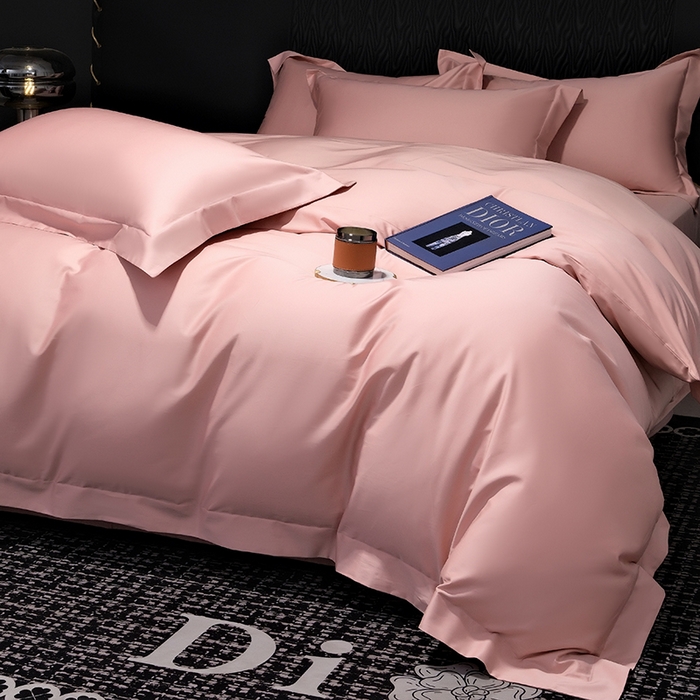 91家纺网 家纺一手货源 找家纺 女子家纺 2026新款纯色长绒棉全棉纯棉轻奢四件套- 俏佳人 玉粉