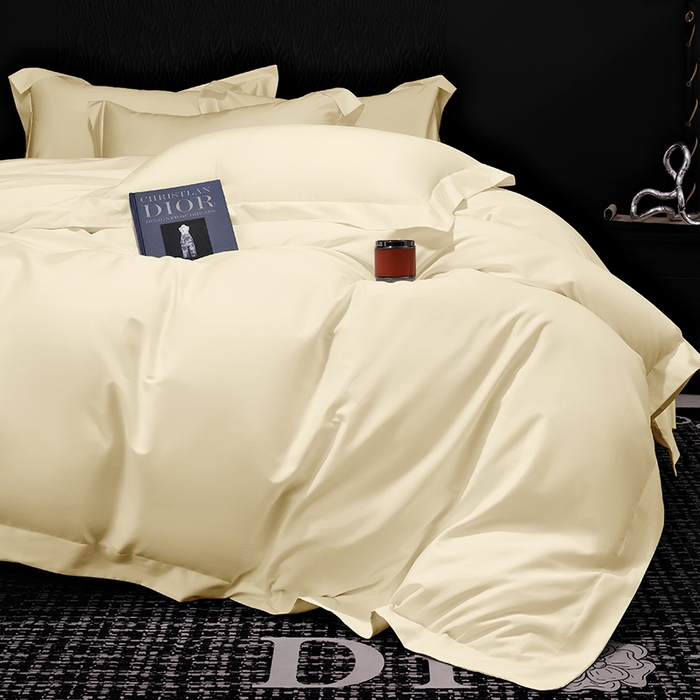 91家纺网 家纺一手货源 找家纺 女子家纺 2026新款纯色长绒棉全棉纯棉轻奢四件套- 俏佳人 奶昔白