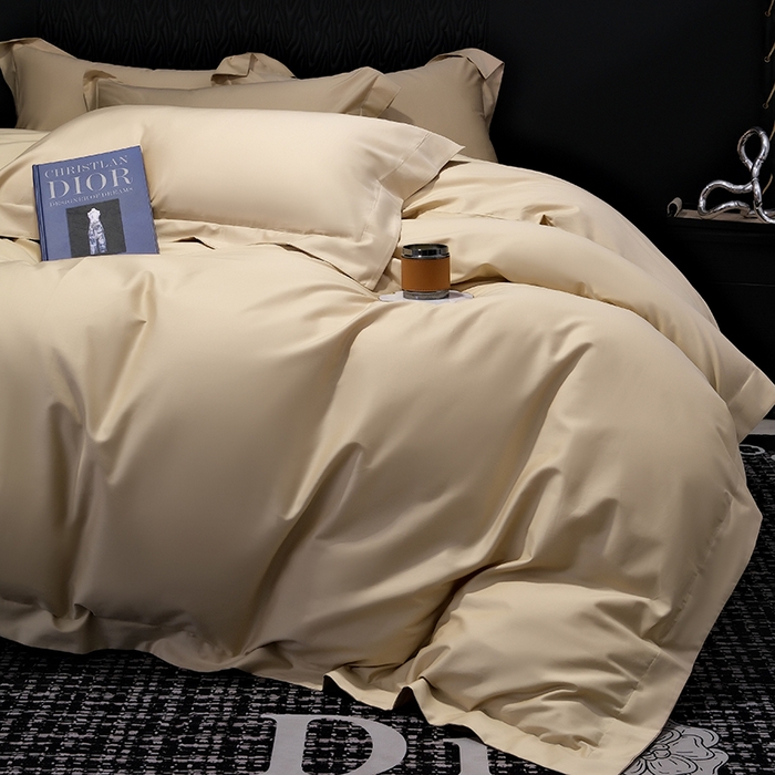 91家纺网 家纺一手货源 找家纺 女子家纺 2026新款纯色长绒棉全棉纯棉轻奢四件套- 俏佳人 浅香槟