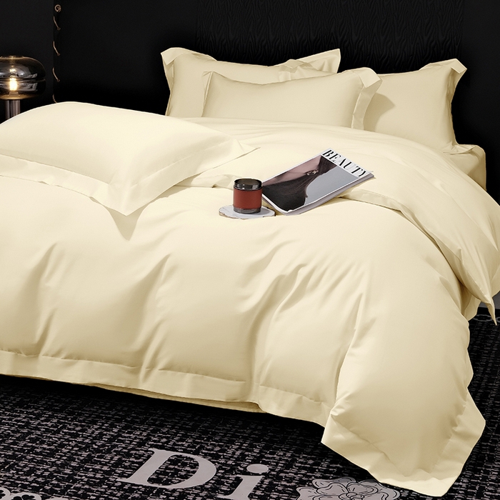 91家纺网 家纺一手货源 找家纺 女子家纺 2026新款纯色长绒棉全棉纯棉轻奢四件套- 俏佳人 奶昔白