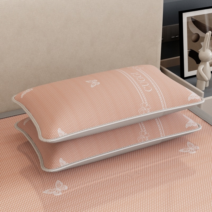 91家纺网 家纺一手货源 找家纺 好福居 2026新款A类冰感抑菌印花冰丝席凉席-床笠款-床席款 蝴蝶粉-床席款