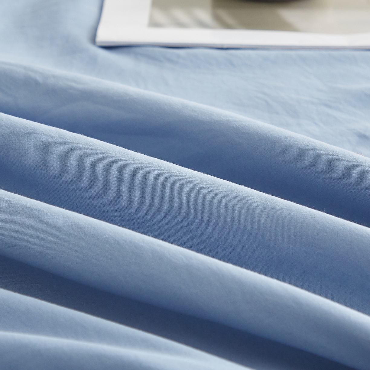 91家纺网 家纺一手货源 找家纺 格子铺 2026新款亲肤水洗棉棉花条纹包边夏被 浅蓝