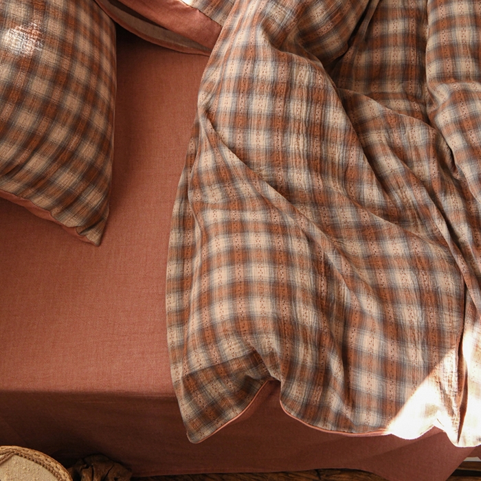 91家纺网 家纺一手货源 找家纺 （总）松色家居 2026新款全棉都市风古法织造四件套-格序暖栖