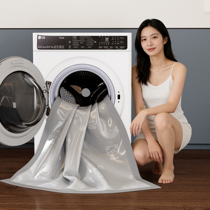 91家纺网 家纺一手货源 找家纺 好福居 2026新款A类冰感抑菌印花冰丝席凉席-床笠款-床席款 开心小熊灰-床席款