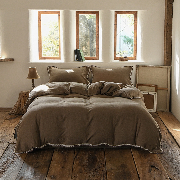 （总）松色家居 2026新款松弛感中古风镜子色织全棉四件套-素净闲韵