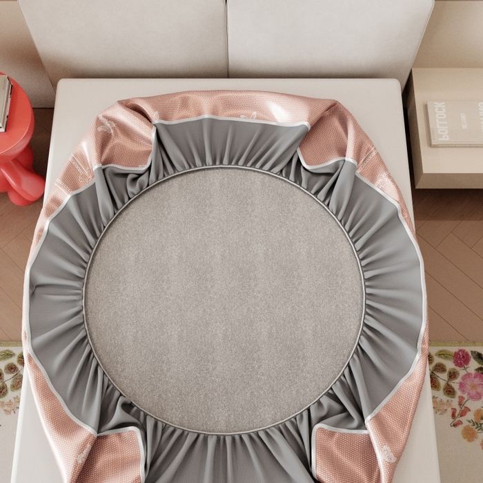 91家纺网 家纺一手货源 找家纺 好福居 2026新款A类冰感抑菌印花冰丝席凉席-床笠款-床席款 蝴蝶粉-床笠款