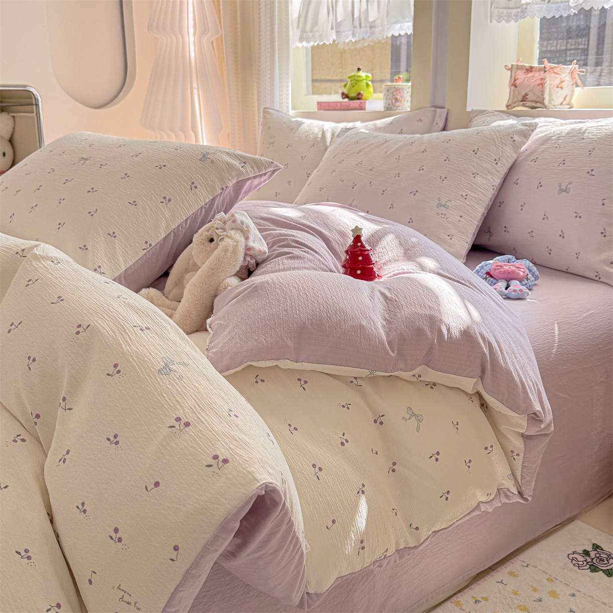 91家纺网 家纺一手货源 找家纺 名兮 2022新款全棉印花床笠 恐龙游记