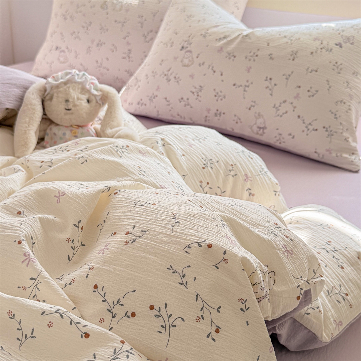 91家纺网 家纺一手货源 找家纺 名兮家居 2026新款A类皱皱纱四件套 蜜芽兔