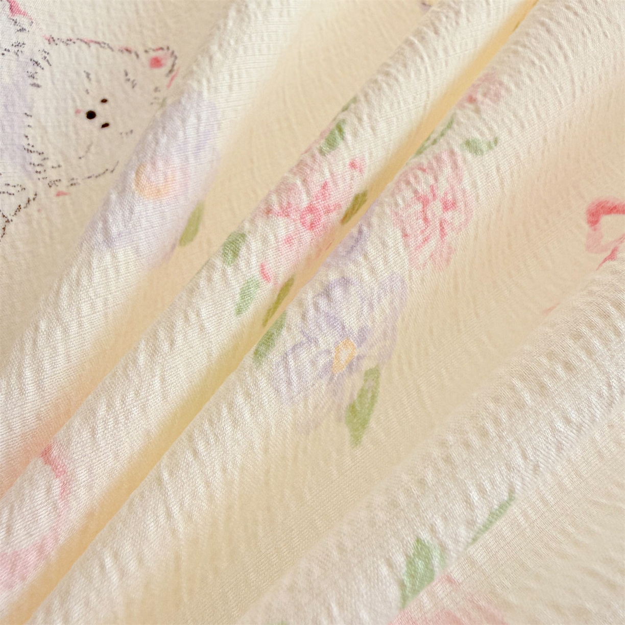 91家纺网 家纺一手货源 找家纺 名兮家居 2026新款A类皱皱纱四件套 美娜