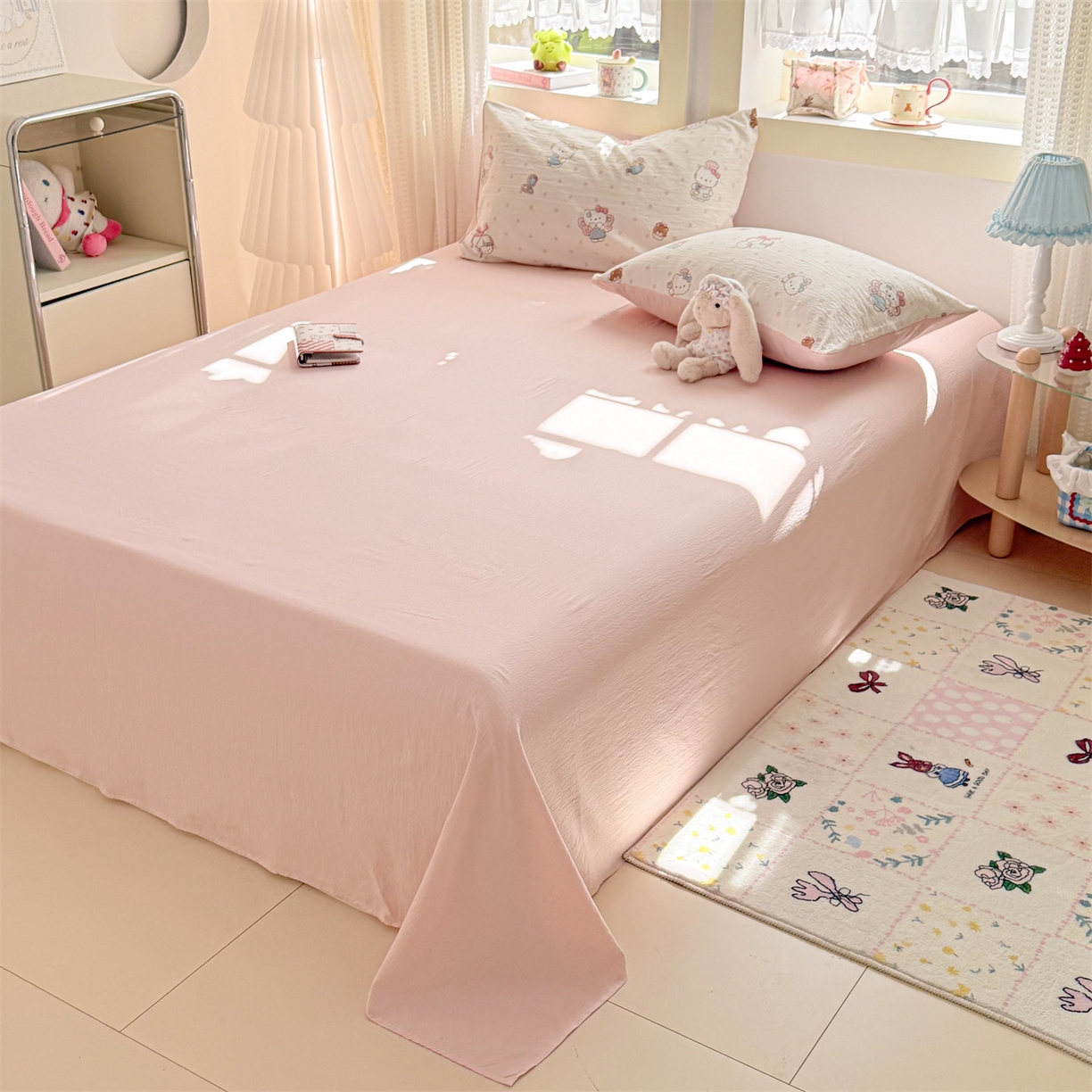 91家纺网 家纺一手货源 找家纺 名兮家居 2026新款A类皱皱纱四件套 天使猫咪