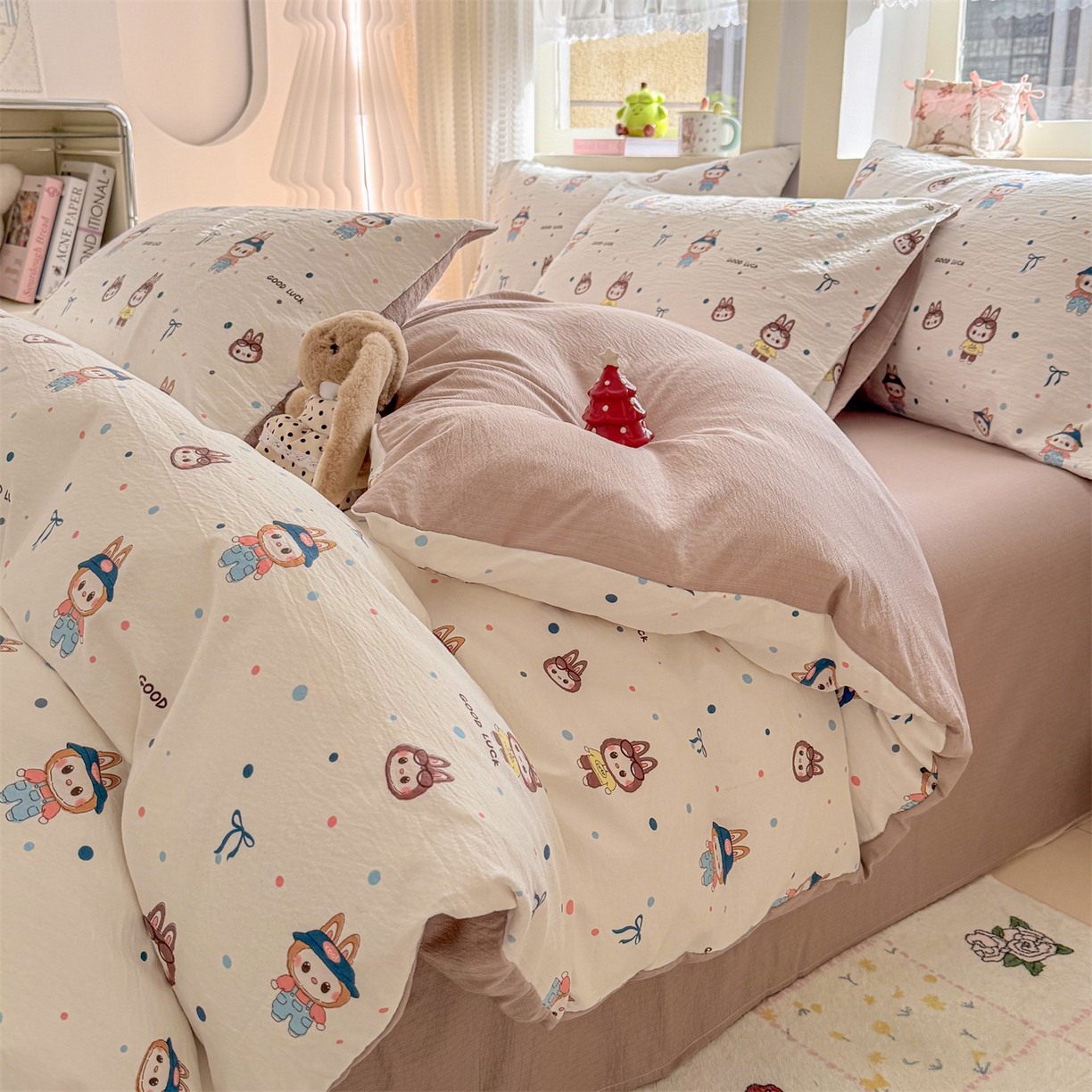 名兮家居 2026新款A类皱皱纱四件套 泡泡兔