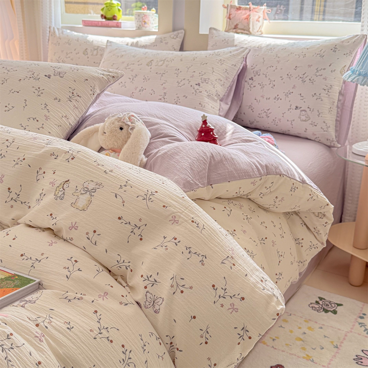 91家纺网 家纺一手货源 找家纺 名兮家居 2026新款A类皱皱纱四件套 蜜芽兔