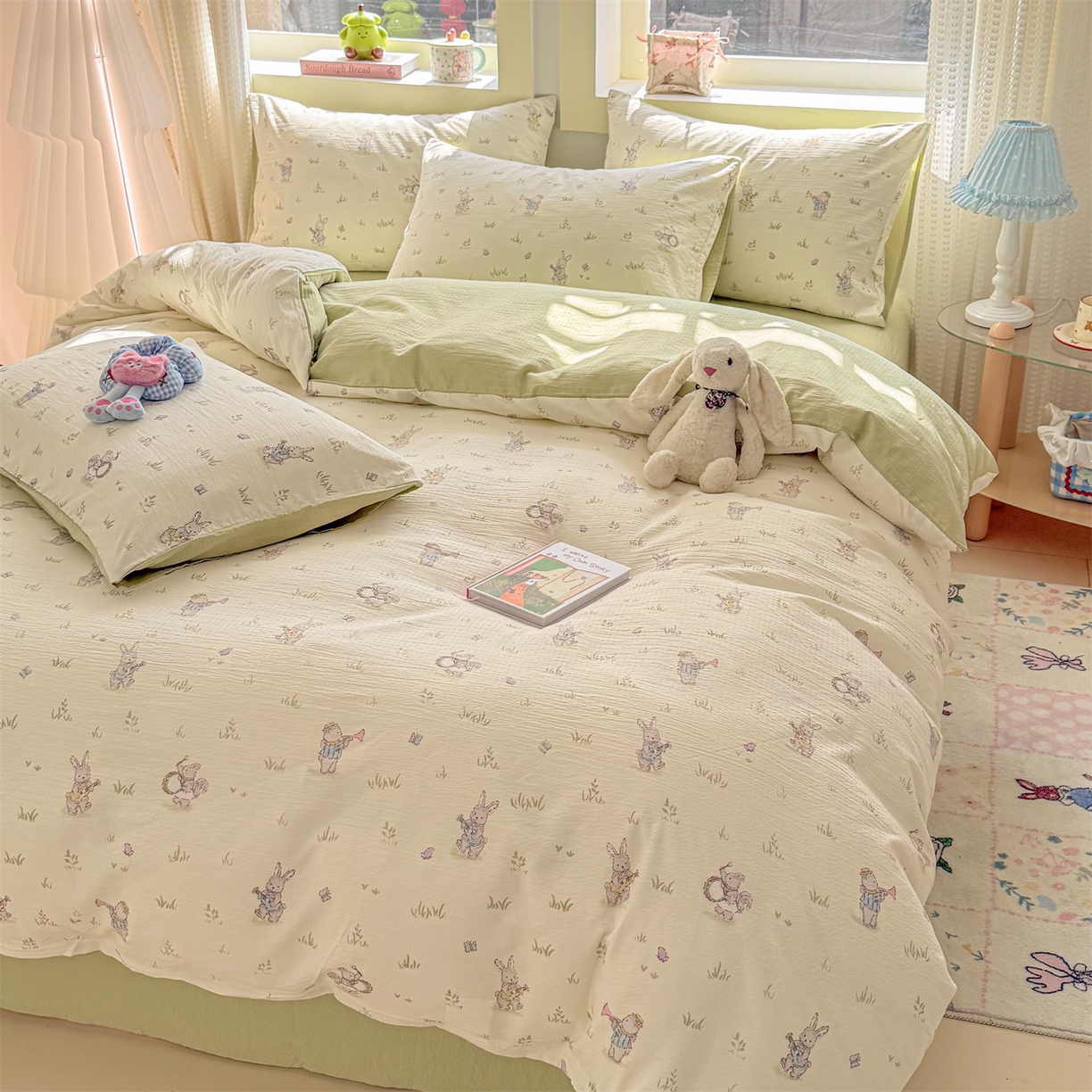 91家纺网 家纺一手货源 找家纺 名兮家居 2026新款A类皱皱纱四件套 音乐家