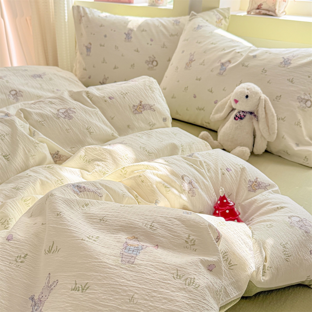 91家纺网 家纺一手货源 找家纺 名兮家居 2026新款A类皱皱纱四件套 音乐家