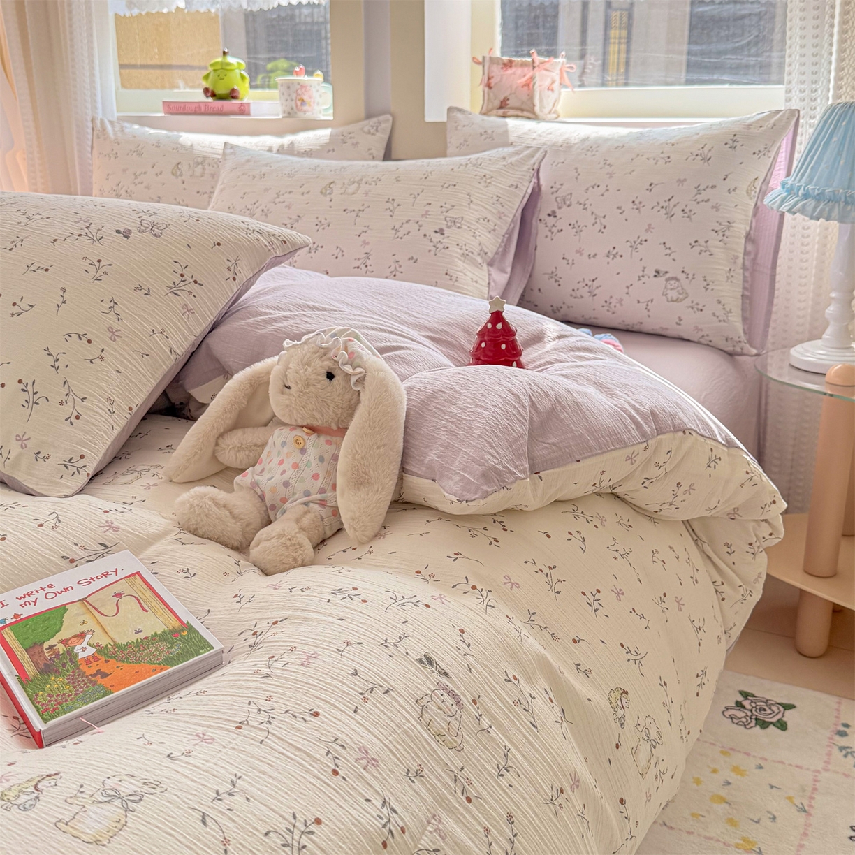 91家纺网 家纺一手货源 找家纺 名兮家居 2026新款A类皱皱纱四件套 蜜芽兔