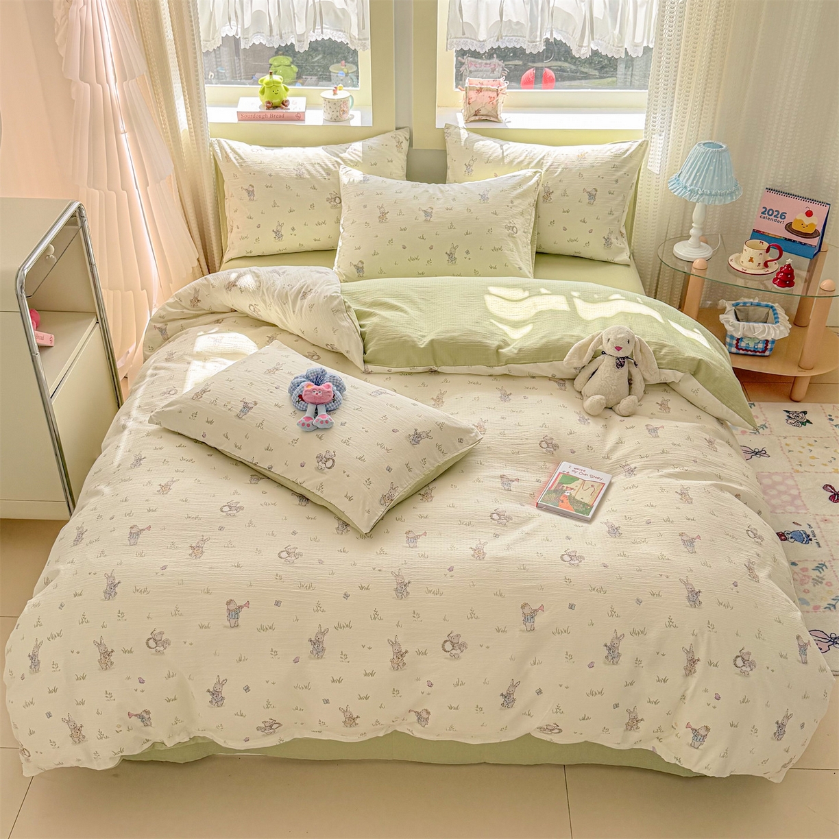 91家纺网 家纺一手货源 找家纺 名兮家居 2026新款A类皱皱纱四件套 音乐家